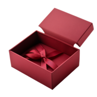 Red open gift box with ribbon isolated on a clean transparent background, perfect for special occasions and celebrations, Red open gift box with ribbon isolated on transparent background png