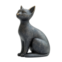 Stylized transparent cat figurine sitting gracefully with a serene expression in a minimalist setting, 3d Cat figurine domestic stylized sitting isolated on transparent background png