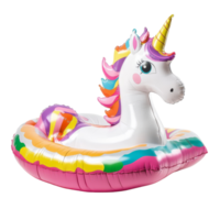 Colorful unicorn inflatable pool float perfect for summer fun in pools or at the beach, Unicorn Inflatable Pool Float On transparent background png