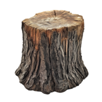 A detailed view of a weathered dead log stump isolated on a bright transparent background showcasing its natural textures, Dead Log Stump on transparent background png