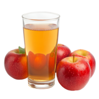A refreshing glass of apple juice beside fresh red apples isolated on transparent background, A glass of apple juice with red apples isolated png
