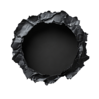 A black hole effect created with torn paper on a transparent background showcasing shadow depth, black hole in paper on transparent backgroundfile png