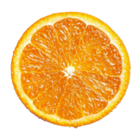 Fresh orange slice isolated on a bright transparent background showcasing its juicy texture and vibrant color, Orange isolated on transparent background png