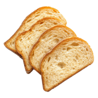 Crispy slices of bread arranged neatly on a plain transparent background showcasing their golden brown texture and inviting appearance, Crispy Bread on transparent background png