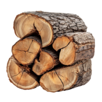 Natural log wood stacked on transparent background highlighting texture and grain characteristics, log wood isolate on transparent backgroundfile png