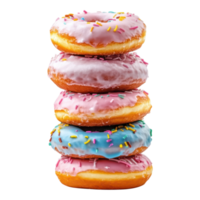 Delicious Stack of Donuts on transparent background. png