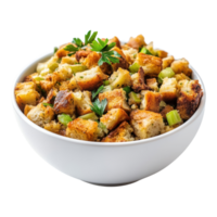 Delicious Thanksgiving Stuffing on transparent background. png