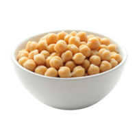 High-Angle View of Chickpeas in Bowl on transparent background. png