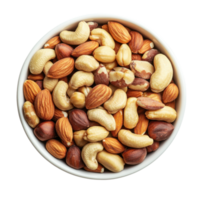 Assorted Nuts in a Bowl on transparent background. png