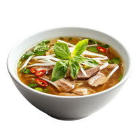 Delicious Steaming Bowl of Pho on transparent background. png