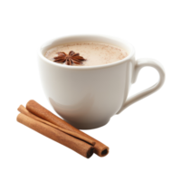 Warm Chai Tea with Cinnamon on transparent background. png