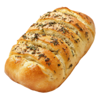 Aromatic Garlic Bread Loaf on transparent background. png