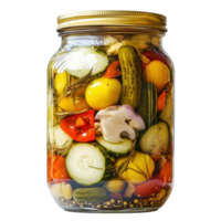 Pickled Vegetables in Jar on transparent background. png