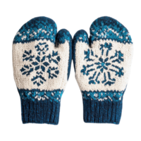 Woolen Mittens with Snowflake Design on transparent background. png