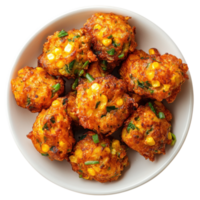 Delicious Sweet Corn Fritters on transparent background. png