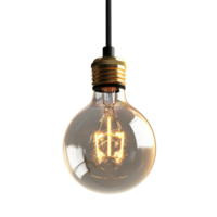 Glowing Lightbulb Filament Close-up on transparent background. png