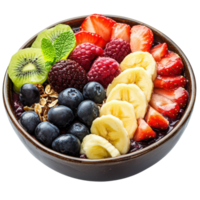 Delicious Acai Bowls with Fruits on transparent background. png