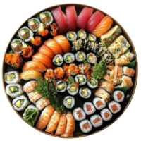 Delicious Sushi Platter on transparent background. png