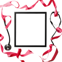 Frame with Stethoscope and Ribbon png