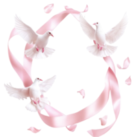Pink Ribbon Frame with Doves png