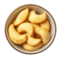 Golden Crescent Pastries in Bowl png