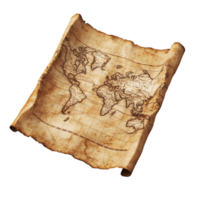 Old World Map on Scroll png