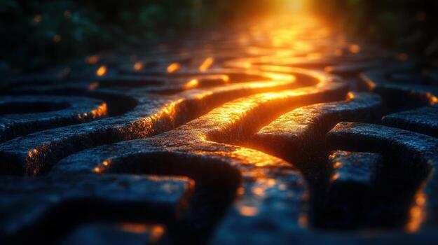 A complex labyrinth symbolizing the difficult path to success. photo