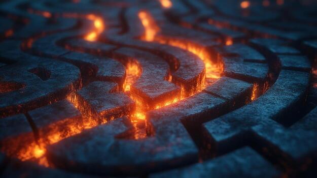 A complex labyrinth symbolizing the path of striving for success. photo