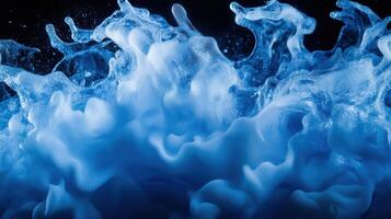 The image is of a blue and white spray of water photo