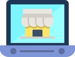 Online Two Color Store Flat Illustration Icon Design vector