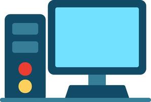 Desktop Computer Flat Illustration Icon Design vector
