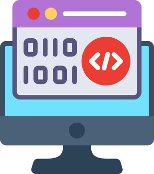 Binary Code Flat Illustration Icon Design vector