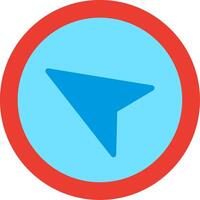 A blue arrow pointing to the left in a red circle vector