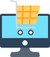 Online Two Color Shopping Flat Illustration Icon Design vector