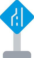 End Of Additional Lane Flat Illustration Icon Design vector