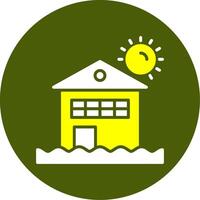 Beach house Solid Two Color Circle Style vector