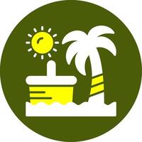 Beach picnic Solid Two Color Circle Style vector