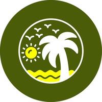 Beach painting Solid Two Color Circle Style vector
