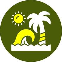 Beach Waves Solid Two Color Circle Style vector