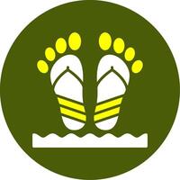 Beach walk Solid Two Color Circle Style vector