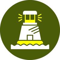 Lighthouse Solid Two Color Circle Style vector