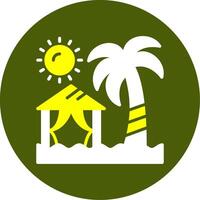 Beach camping Solid Two Color Circle Style vector