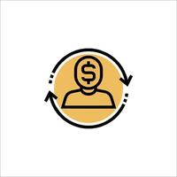 A man with a dollar sign in his hand and arrows pointing to him vector