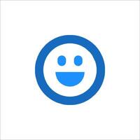 A blue smiley face icon on a white background vector