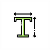 A green letter t with a green arrow pointing to it vector