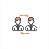 Two people are connected by an arrow in a line vector
