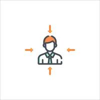 A man with an arrow pointing to his head vector