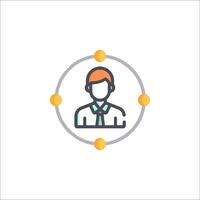 A man with a tie and a circle around him vector