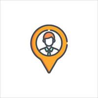 A map pin with a person in the center vector
