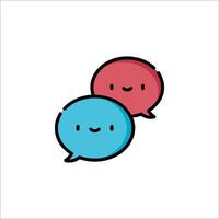 Two speech bubbles with a smiley face on each side vector
